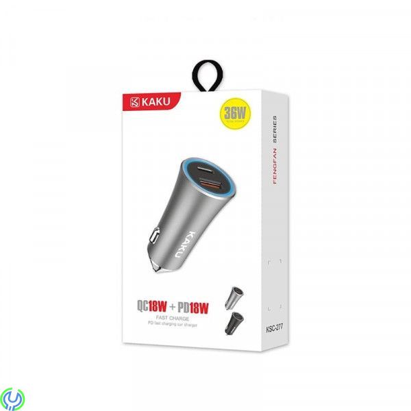 Billaddare USB-C PD 18W + USB 3.0, 3A KAKU, KAKU 18W USB-C PD 18W + USB QC 3.0 18W Billaddare med Dual Port.


, Kablar & Lad