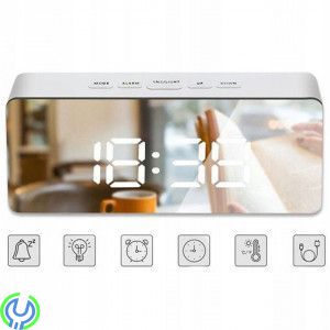 Spegel Digital klocka Elektronisk Led / Termometer, Spegel Digital Clock Elektronisk Led / Alarm Clock / Thermometer vit


, 