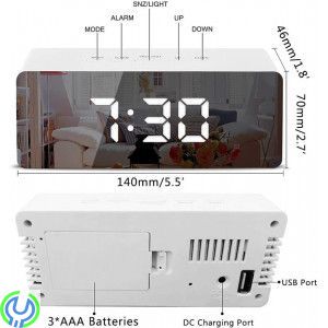 Spegel Digital klocka Elektronisk Led / Termometer, Spegel Digital Clock Elektronisk Led / Alarm Clock / Thermometer vit


, 