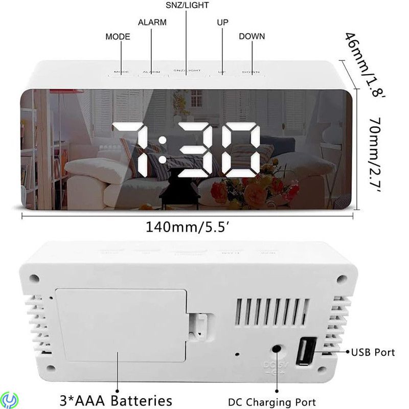 Spegel Digital klocka Elektronisk Led / Termometer, Spegel Digital Clock Elektronisk Led / Alarm Clock / Thermometer vit


, 