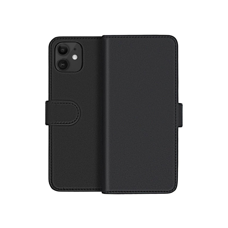 Plånboksfodral i äkta läder för iPhone 13 Pro Svart