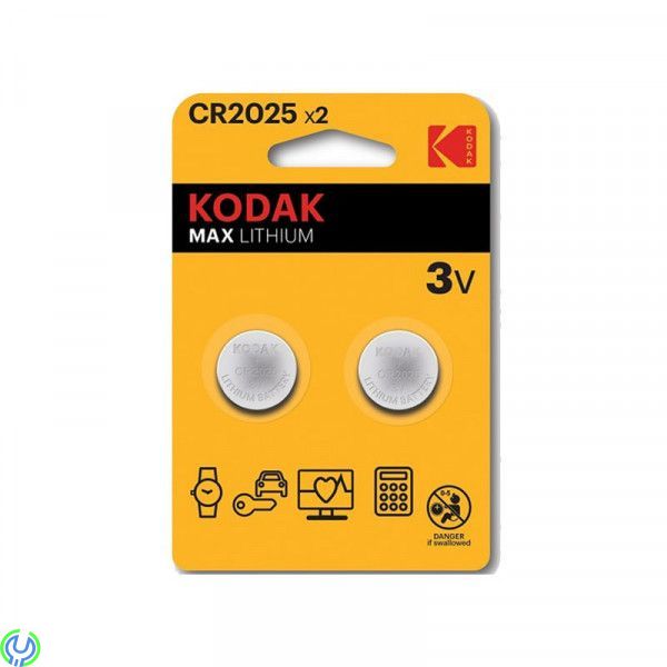 Kodak Max Lithium 3V CR2025, 2-pack, Kodak Max Lithium 3V CR2025, 2 st


, Batterier, , Kodak