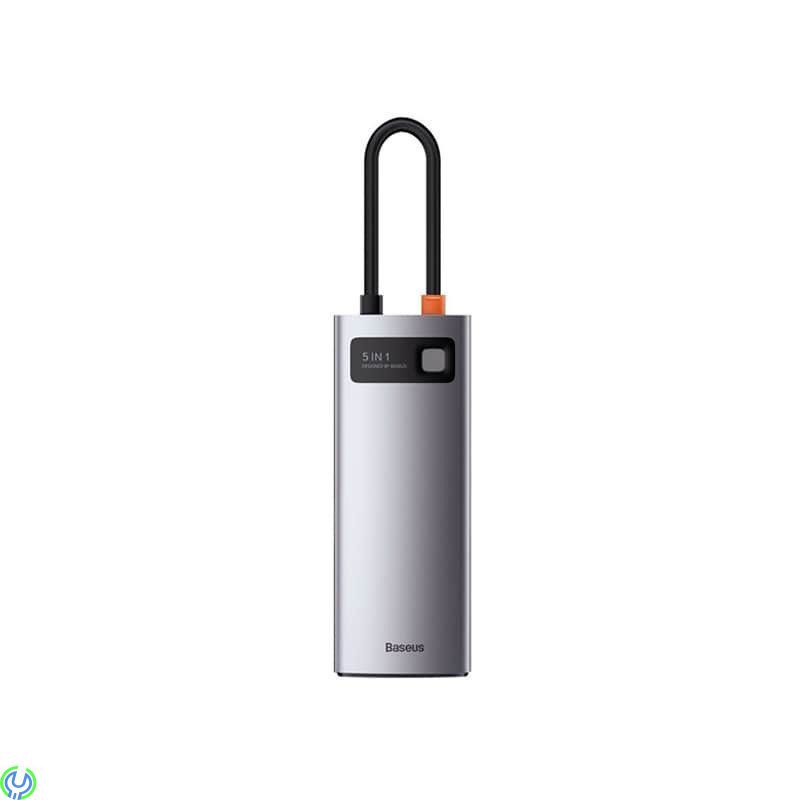 Baseus Metal Gleam Series 5-i-1 Multifunktionell USB-C HDMI, Typ-C HUB Dockningsstation - Grå, Adapter, , Baseus